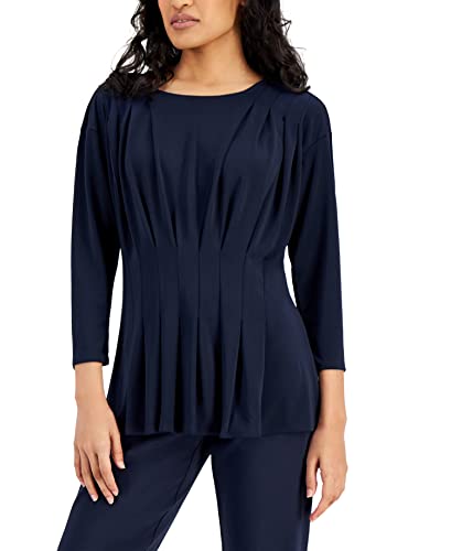 Alfani 3/4 Sleeve Pleated Peplum Top