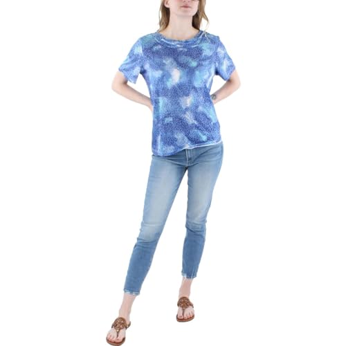 Alfred Dunner Womens Animal Tie Dye Burnout Top