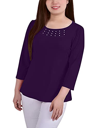 Petite 3/4 Sleeve Crepe Knit Top