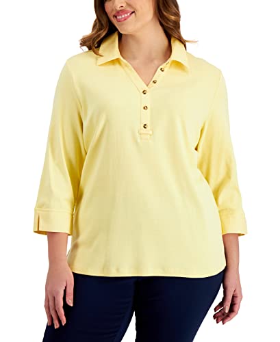 Karen Scott Plus Size 3/4 Sleeve Cotton Top