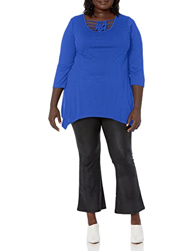 Avenue Plus Size Caged 3/4 Sleeve Tunic Top