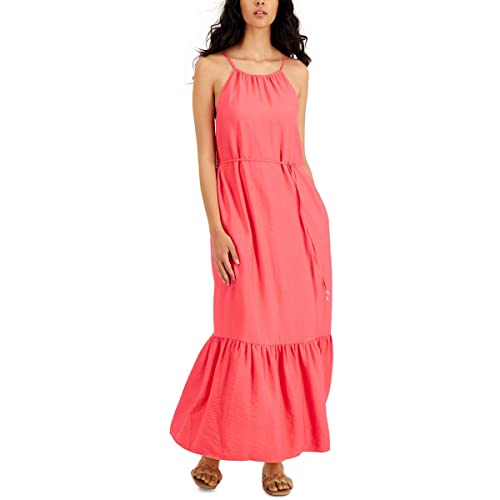 INC Womens Woven Halter Maxi Dress Pink 14