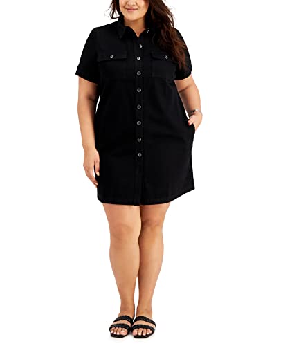 Style & Co Plus Size Button Front Cotton Denim Dress