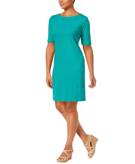 Karen Scott Cotton Boat Neck Dress – USAFashion