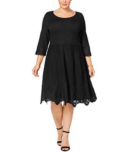 white christmas dresses Charter Club Plus Size Lace Hem Sweater Dress Deep Black 3X