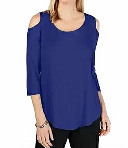 JM Collection Cold Shoulder 3/4 Sleeve Top
