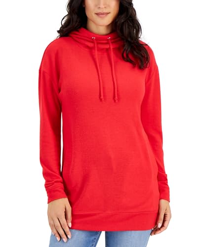 Style & Co Womens Drawstring Cowl Neck Knit Tunic