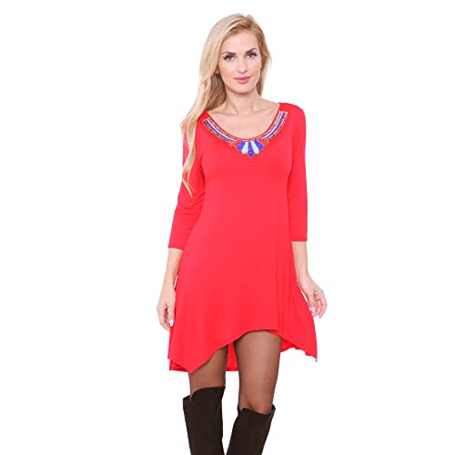 Womens 3/4 Sleeve Sol Embellished Tunic