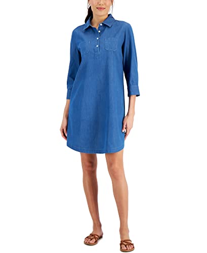 Karen Scott Petite 3/4 Sleeve Chambray Dress