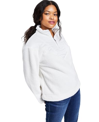 Style & Co Womens Mixed Media Quarter-Zip Pullover