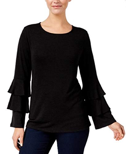 Style & Co Ruffled Sleeve Heathered Top
