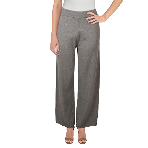 Anne Klein Womens Ribbed Trim Pull On Wide Leg Pants