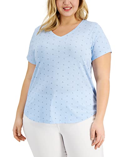 Style & Co Plus Size Printed Burnout V Neck Top