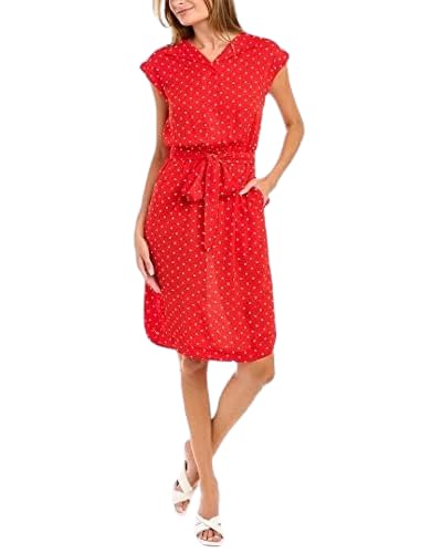 Anne Klein Dot-print Tie-waist Shirtdress