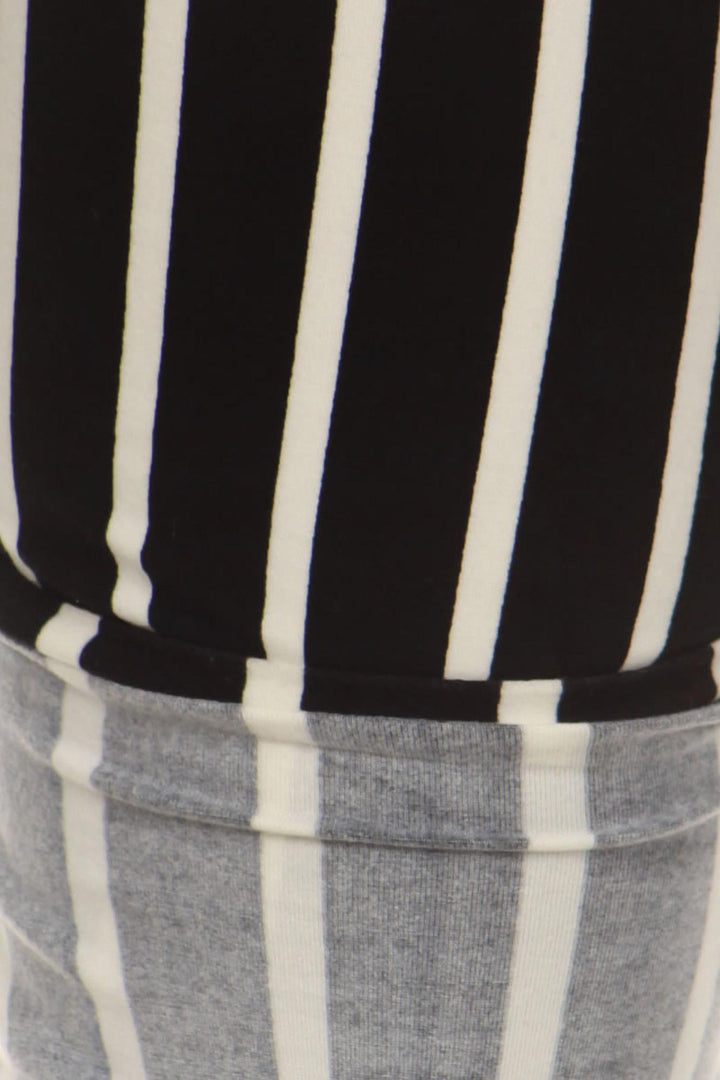 Buttery Smooth Vertical Black Pinstripe Plus Size Leggings - 3X-5X