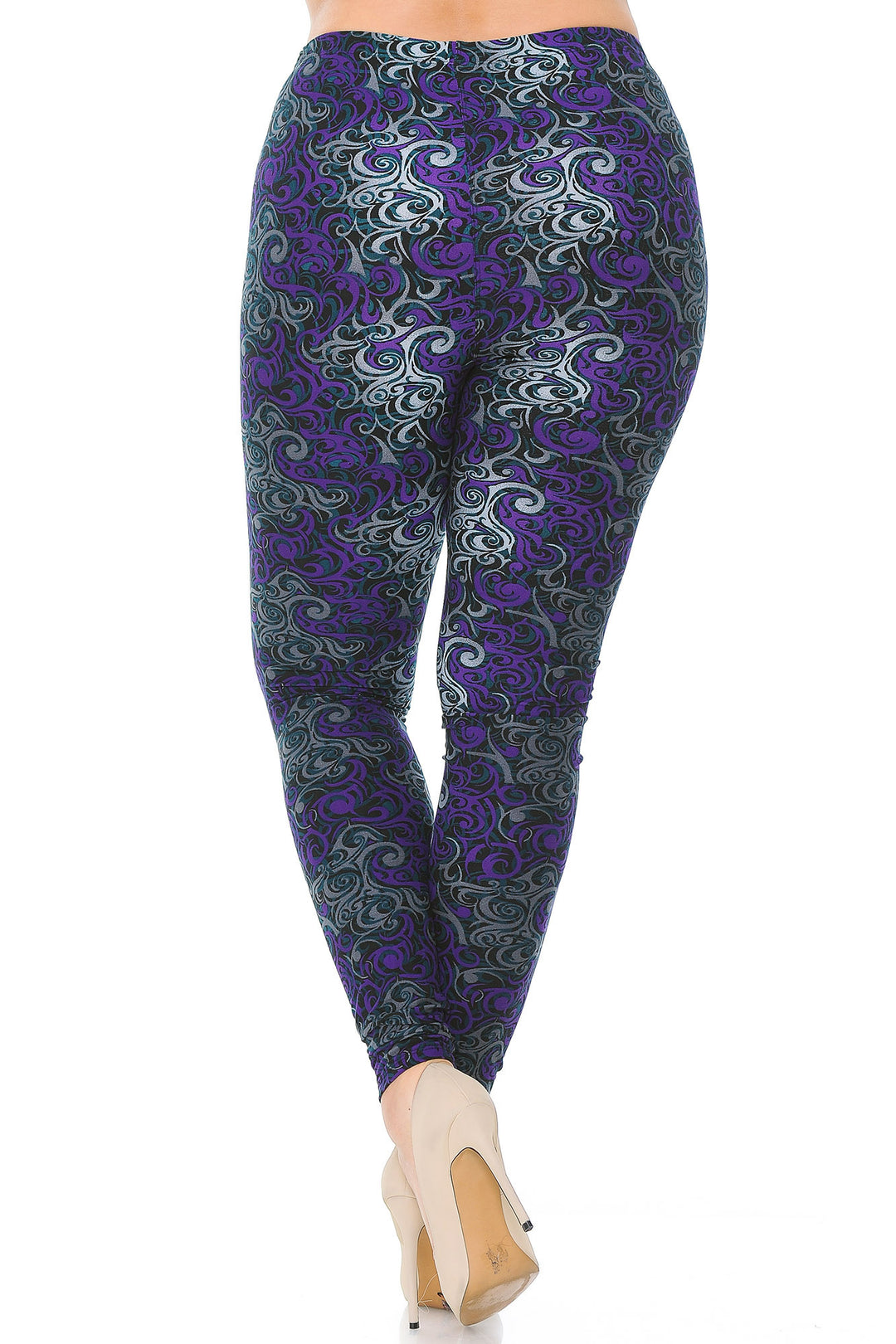 Buttery Smooth Purple Twisted Swirl Extra Plus Size Leggings - 3X-5X