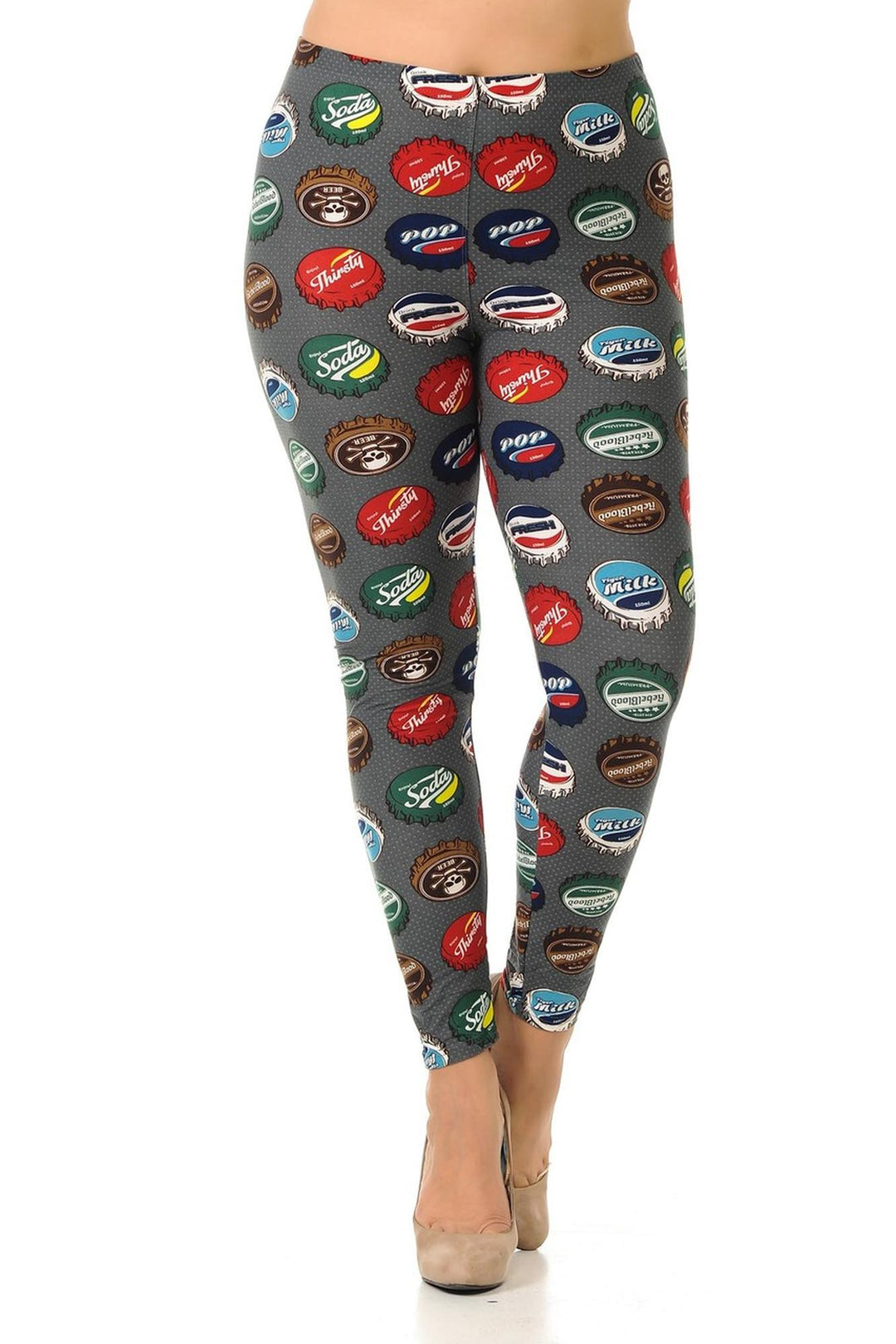 Buttery Smooth Groovy Bottlecap Extra Plus Size Leggings - 3X-5X
