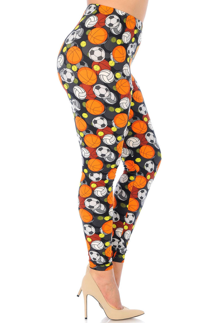Buttery Smooth Sports Ball Extra Plus Size Leggings - 3X-5X
