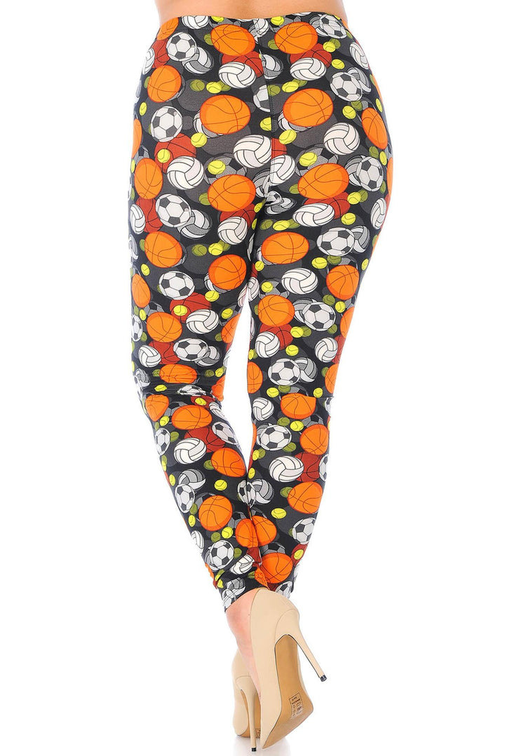 Buttery Smooth Sports Ball Extra Plus Size Leggings - 3X-5X
