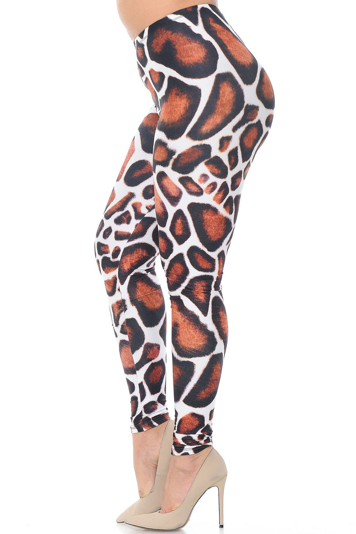 Creamy Soft Giraffe Print Extra Extra Plus Size Leggings - 3X-5X - USA Fashion