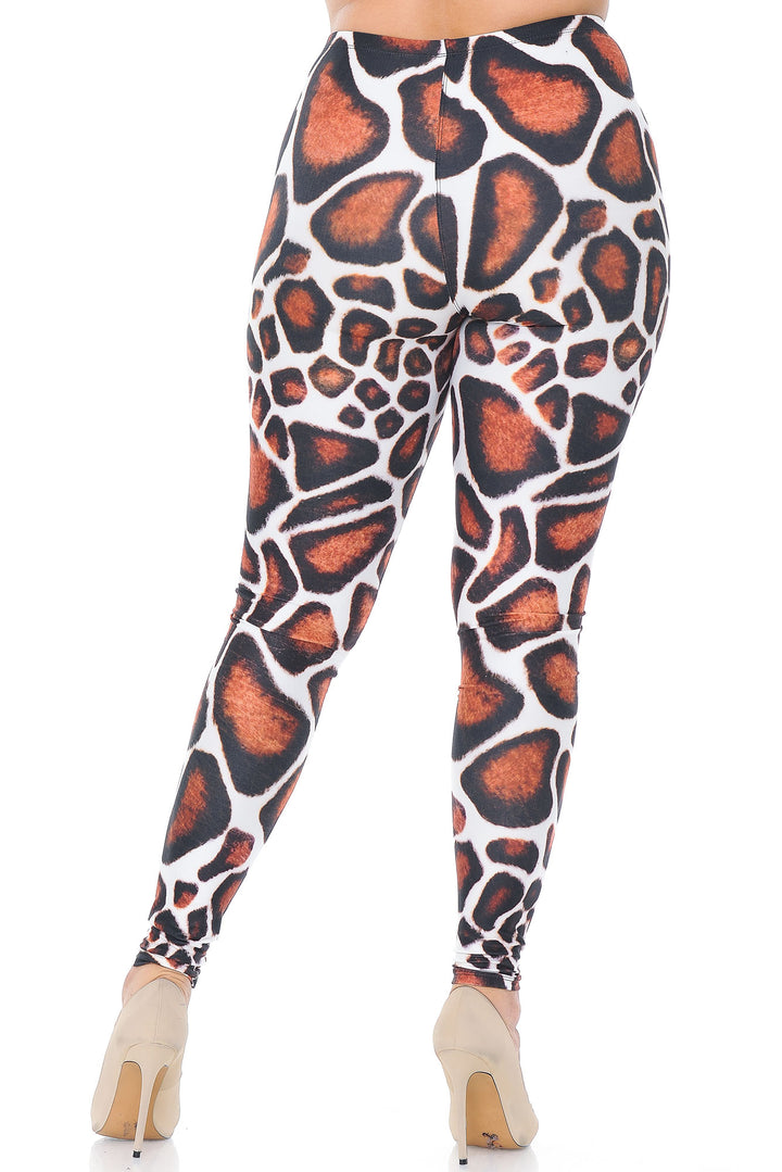 Creamy Soft Giraffe Print Extra Extra Plus Size Leggings - 3X-5X - USA Fashion
