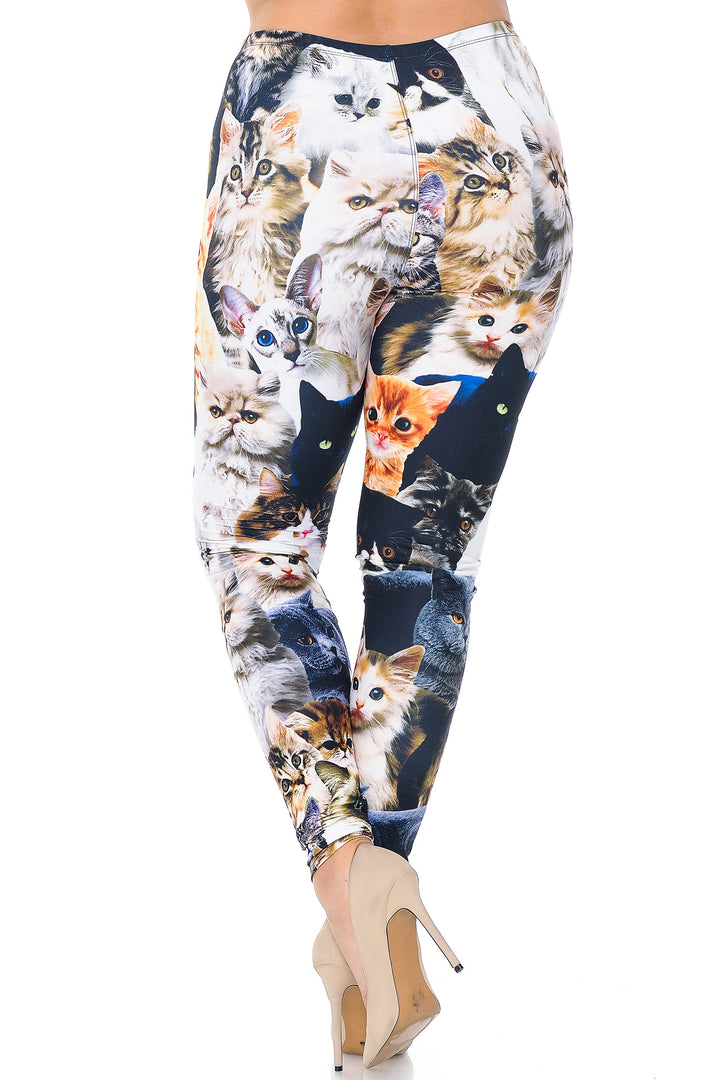 Creamy Soft Cat Collage Extra Extra Plus Size Leggings - 3X-5X - USA Fashion