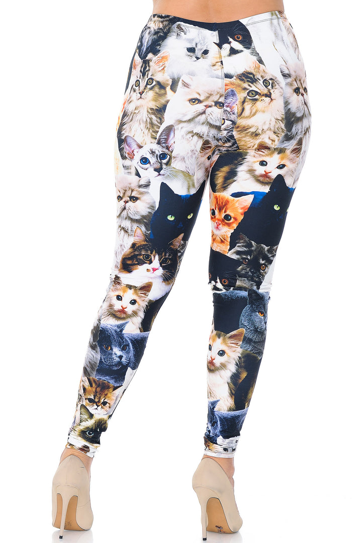 Creamy Soft Cat Collage Extra Extra Plus Size Leggings - 3X-5X - USA Fashion