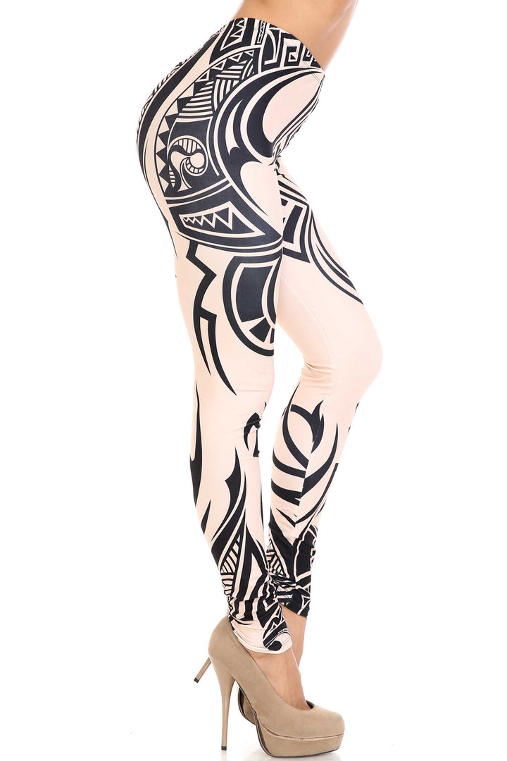 Creamy Soft Celestial Tribal Extra Plus Size Leggings - 3X-5X - USA Fashion