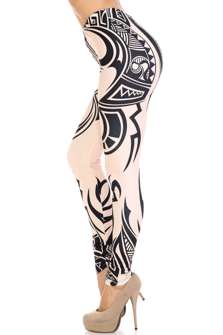 Creamy Soft Celestial Tribal Extra Plus Size Leggings - 3X-5X - USA Fashion
