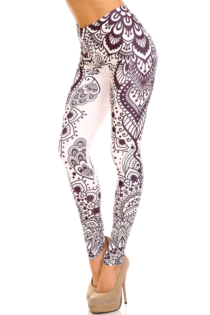 Creamy Soft Creamy Tribal Mandala Extra Plus Size Leggings - 3X-5X - USA Fashion