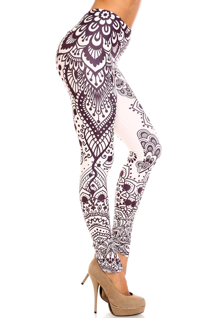 Creamy Soft Creamy Tribal Mandala Extra Plus Size Leggings - 3X-5X - USA Fashion