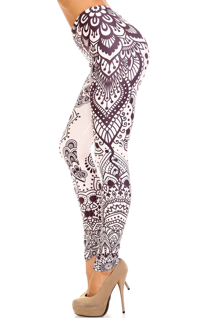 Creamy Soft Creamy Tribal Mandala Extra Plus Size Leggings - 3X-5X - USA Fashion