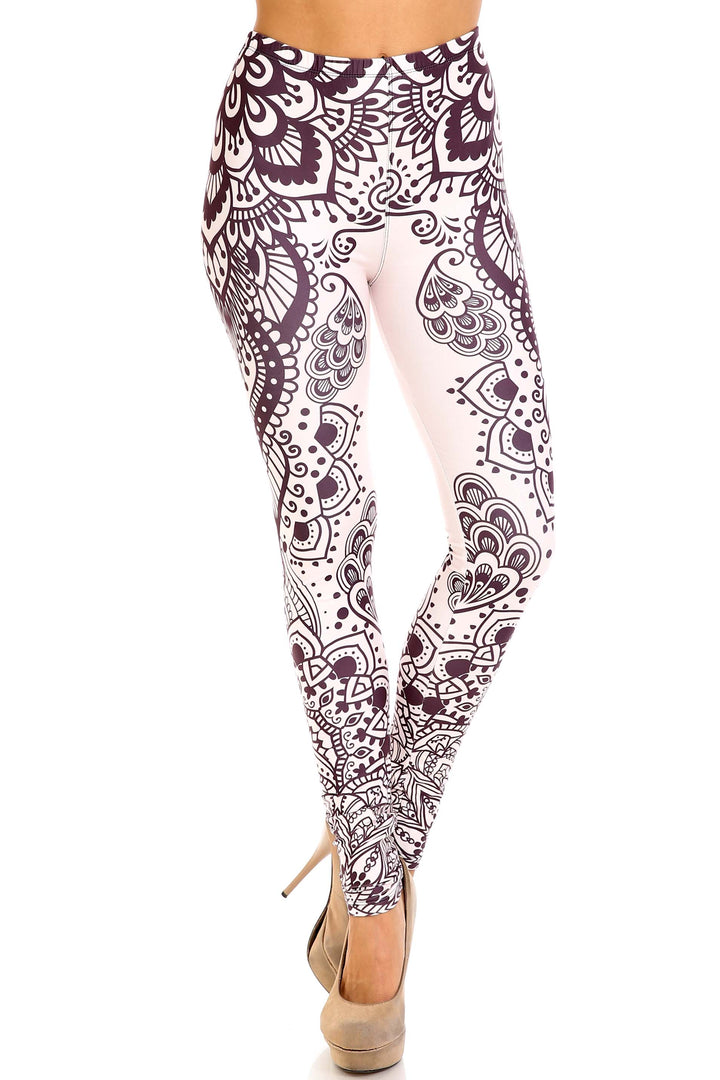 Creamy Soft Creamy Tribal Mandala Extra Plus Size Leggings - 3X-5X - USA Fashion