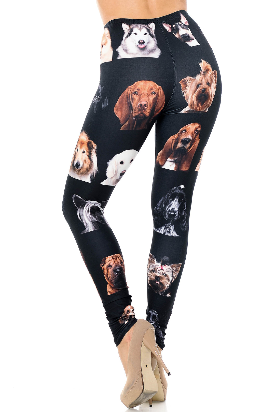 Creamy Soft Cute Puppy Dog Faces Extra Plus Size Leggings - 3X-5X - Version 2 - USA Fashion