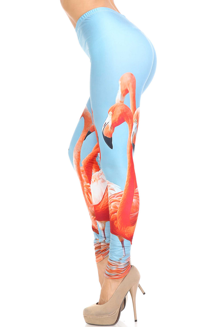Creamy Soft Flamingo Extra Plus Size Leggings - 3X-5X - USA Fashion
