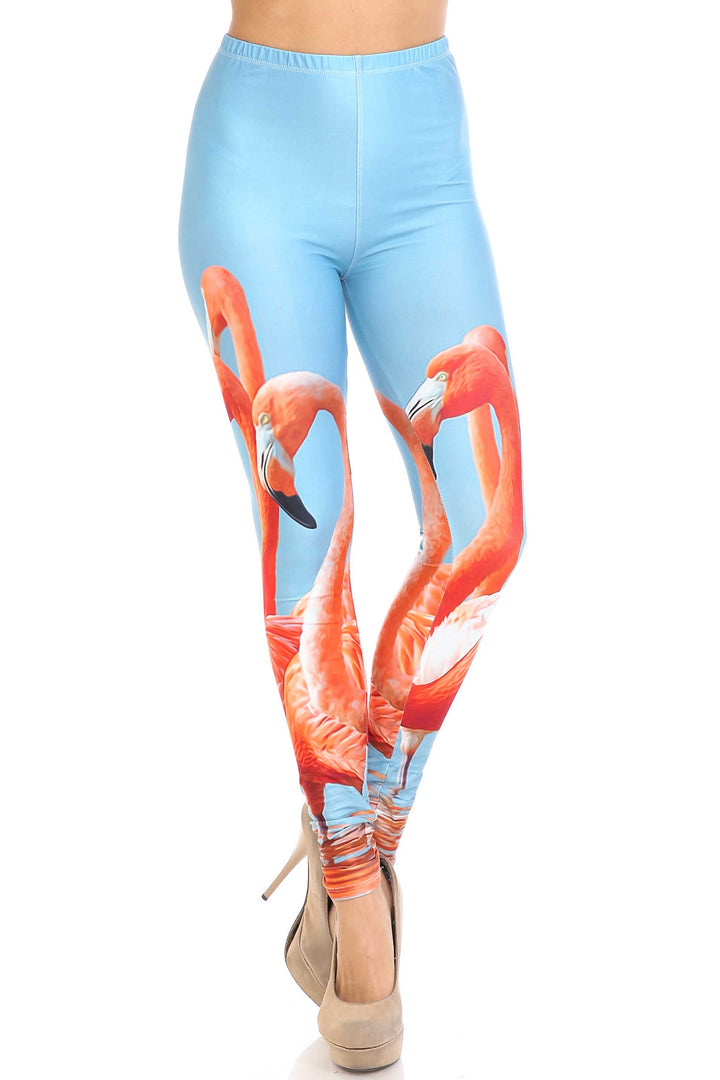 Creamy Soft Flamingo Extra Plus Size Leggings - 3X-5X - USA Fashion