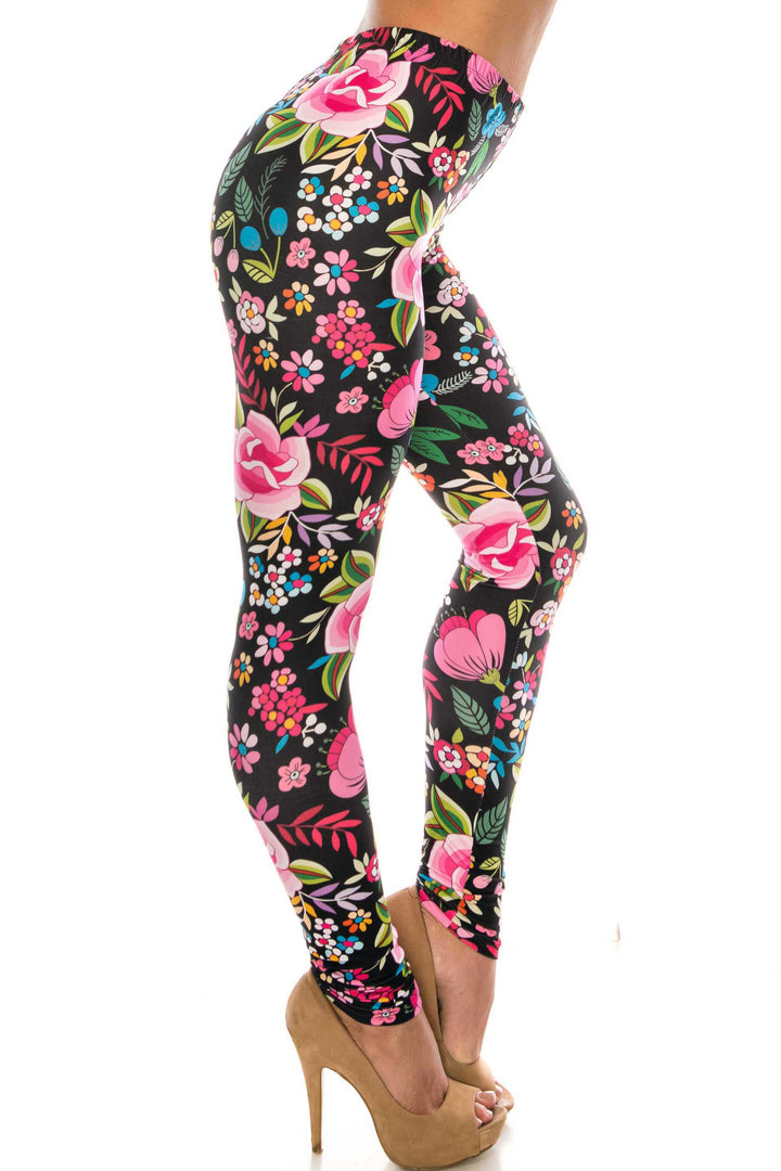 Creamy Soft Floral Oasis Extra Plus Size Leggings - 3X-5X - USA Fashion
