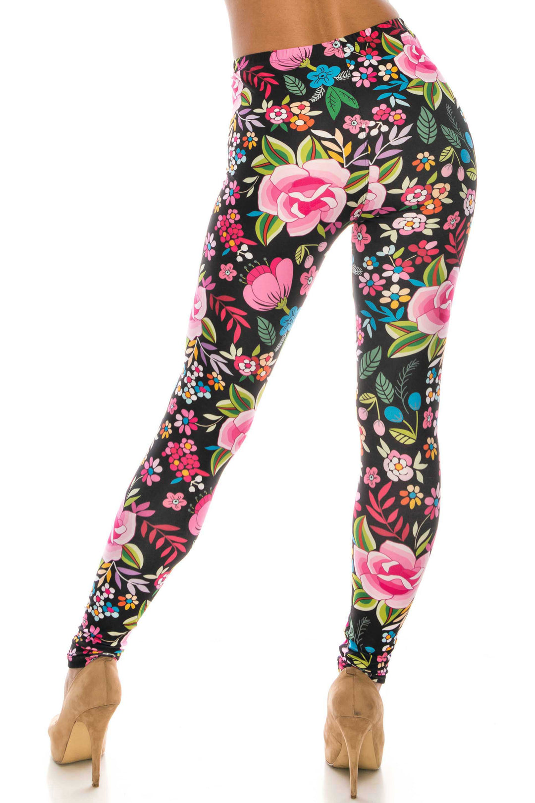 Creamy Soft Floral Oasis Extra Plus Size Leggings - 3X-5X - USA Fashion