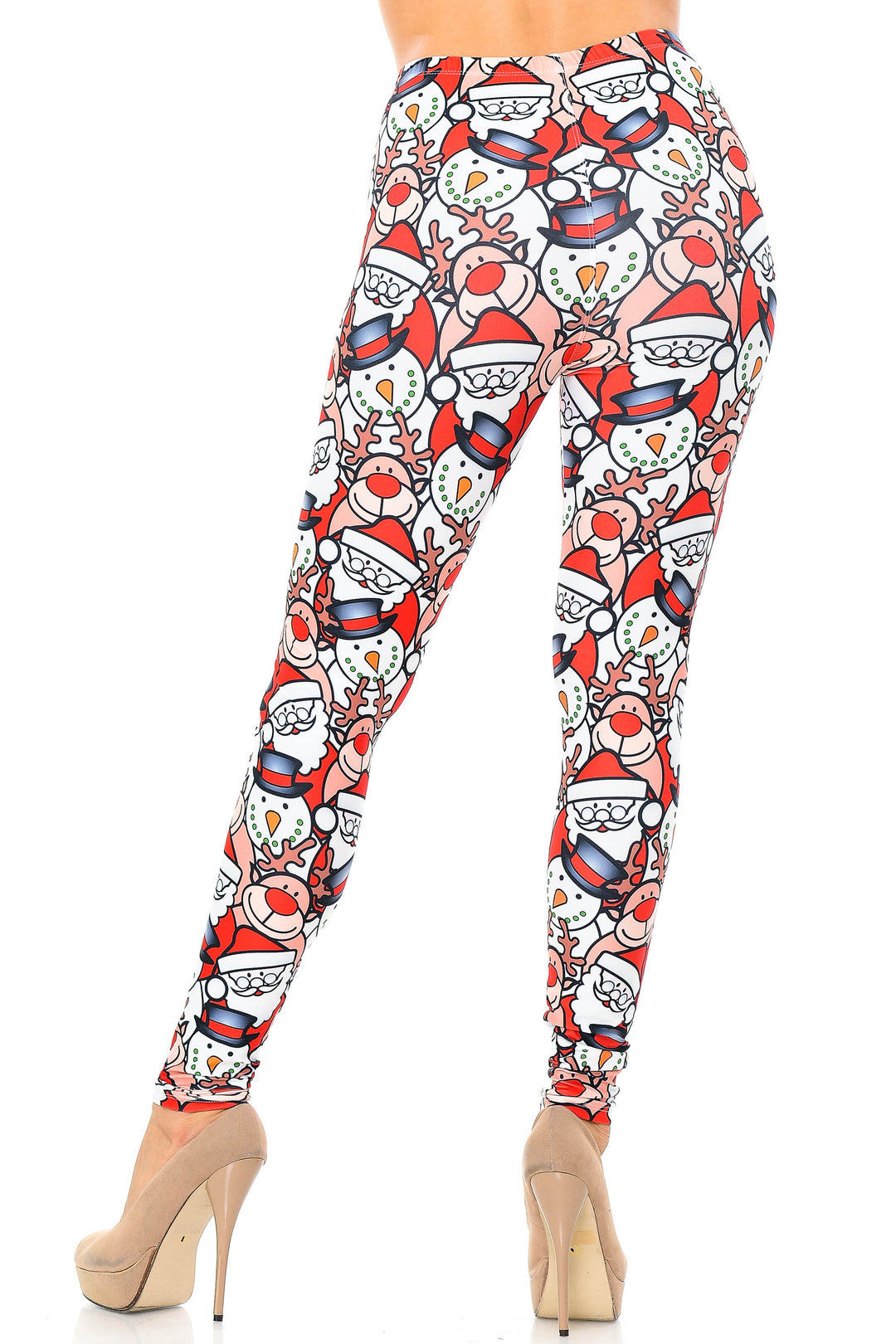 Creamy Soft Frosty Santa Rudolph Extra Plus Size Leggings - 3X-5X - USA Fashion