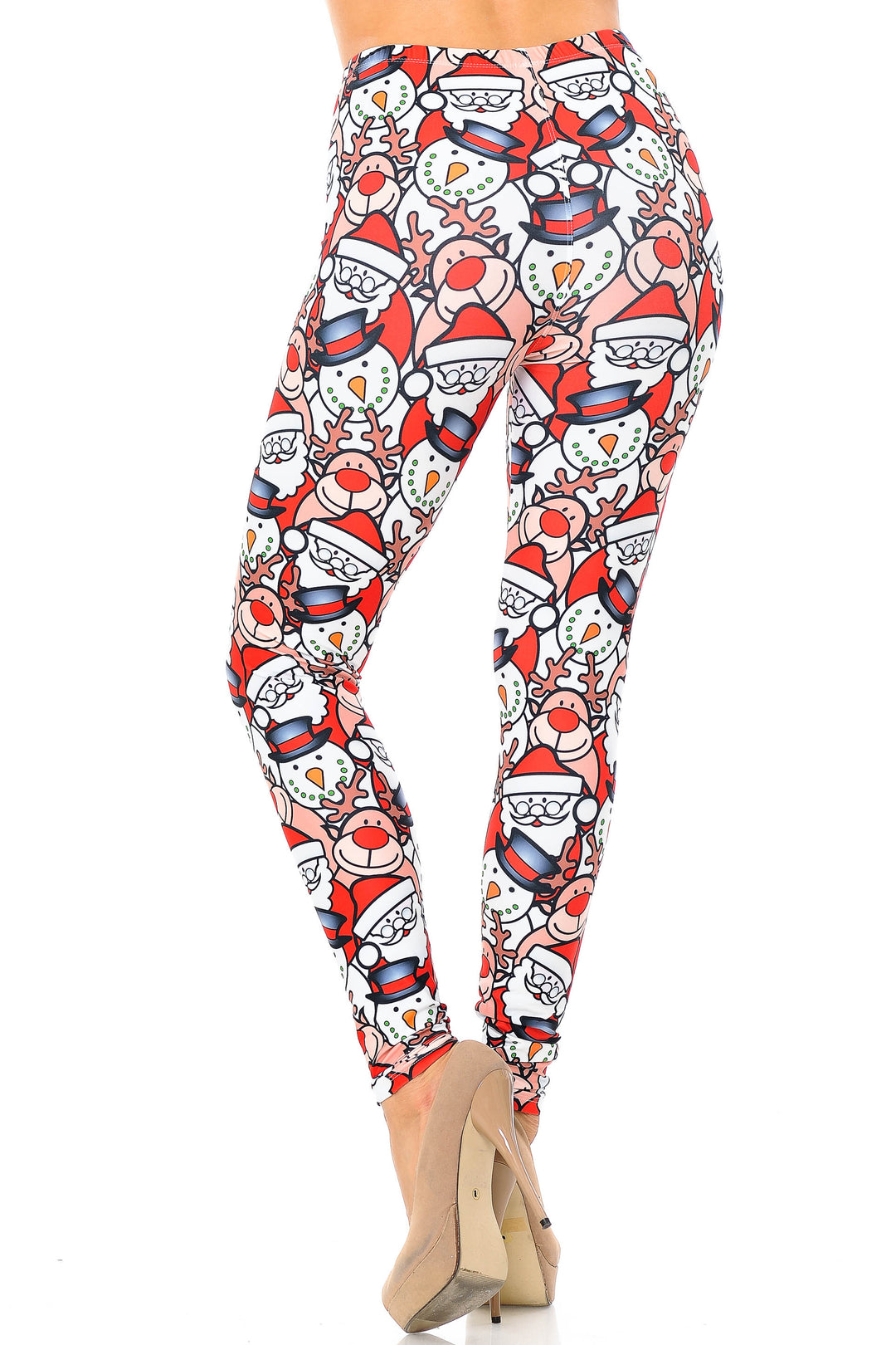 Creamy Soft Frosty Santa Rudolph Extra Plus Size Leggings - 3X-5X - USA Fashion