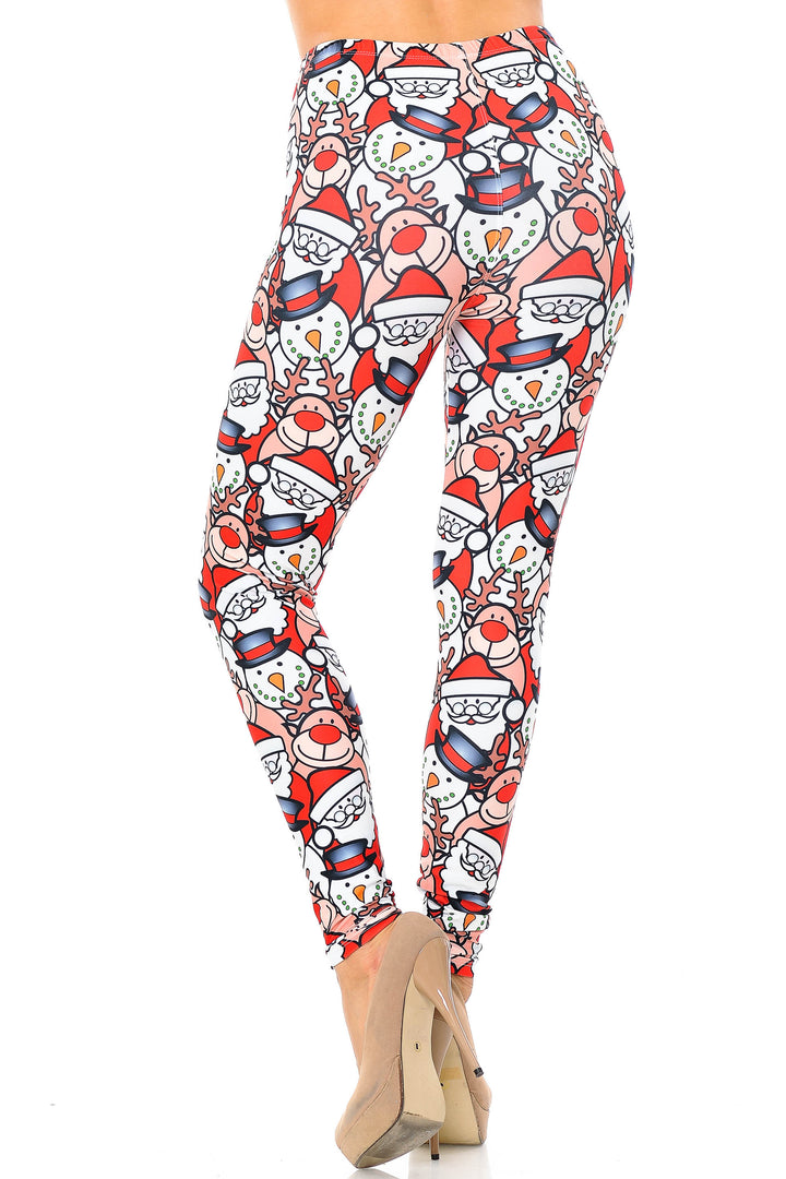 Creamy Soft Frosty Santa Rudolph Extra Plus Size Leggings - 3X-5X - USA Fashion