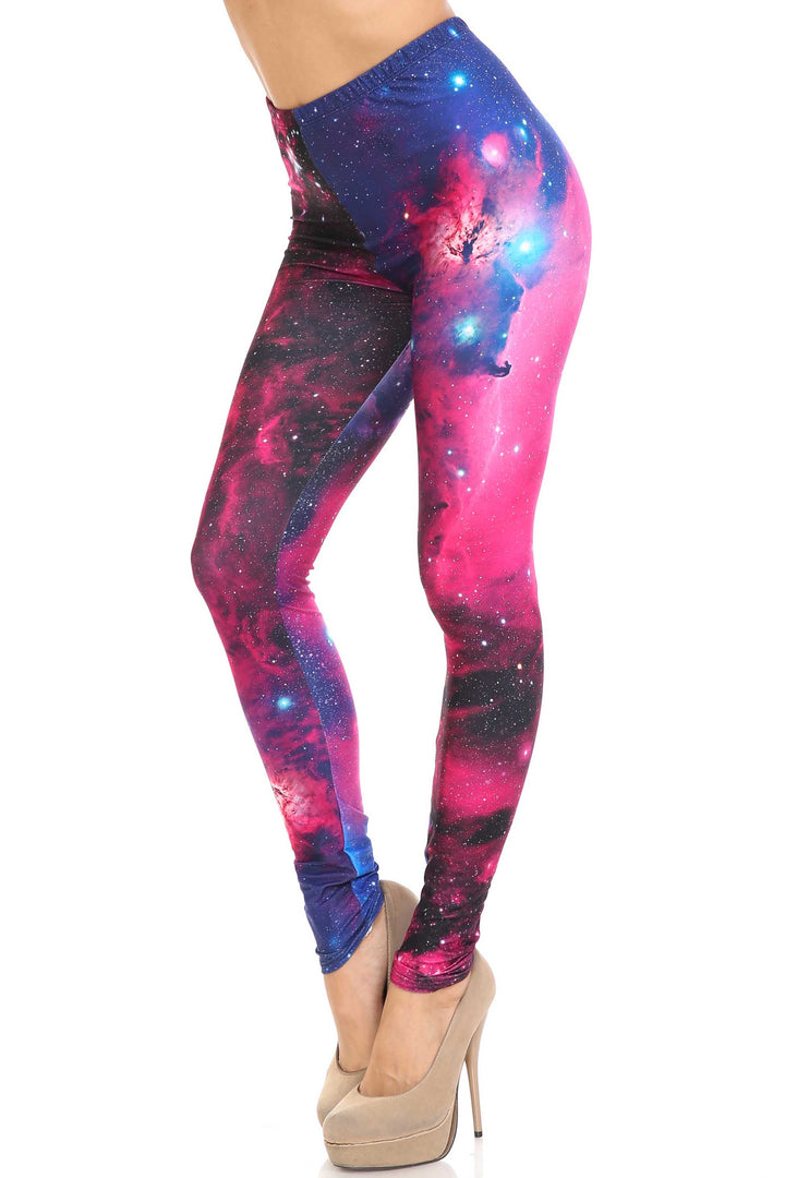 Creamy Soft Fuchsia Galaxy Extra Plus Size Leggings - 3X-5X - USA Fashion