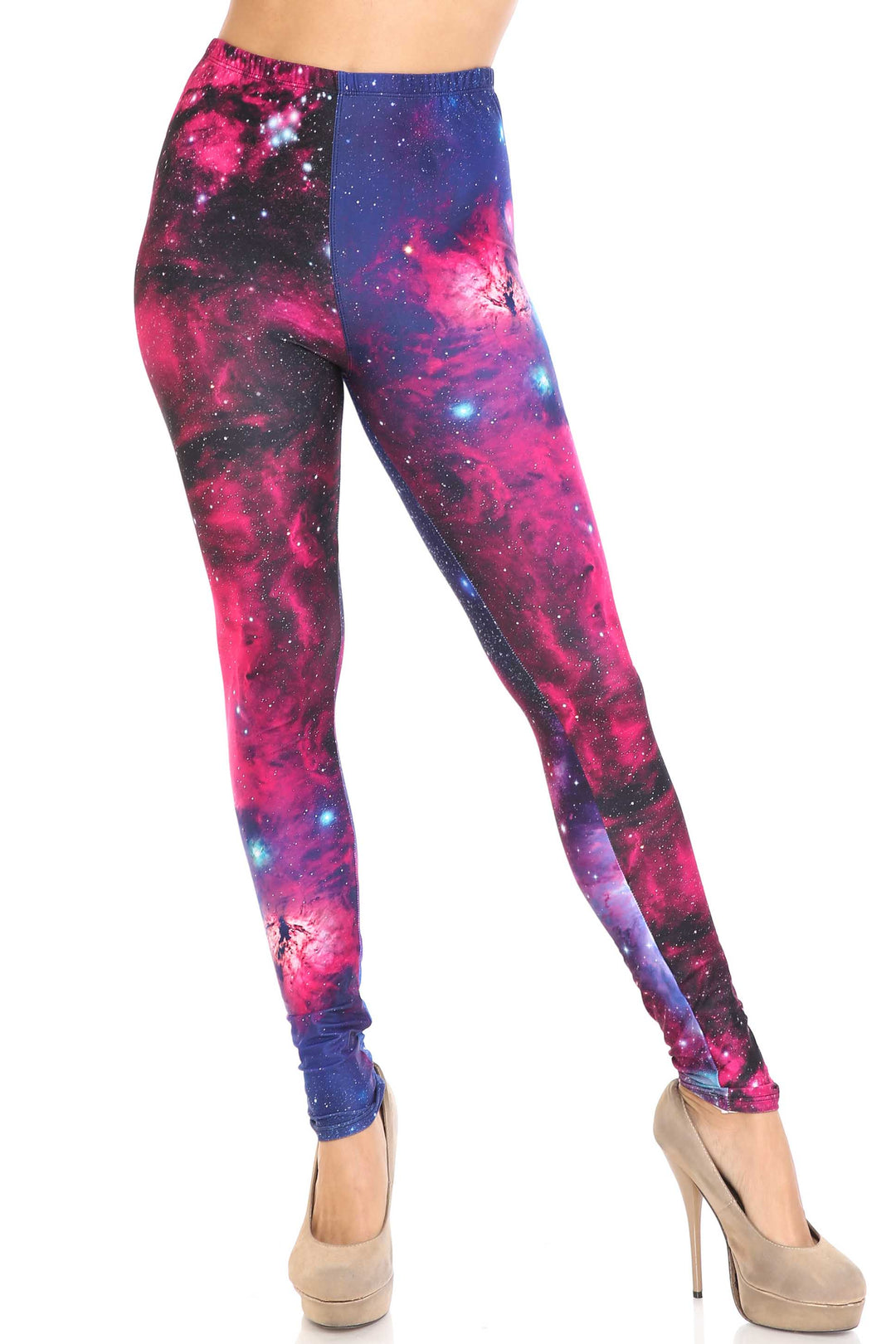 Creamy Soft Fuchsia Galaxy Extra Plus Size Leggings - 3X-5X - USA Fashion