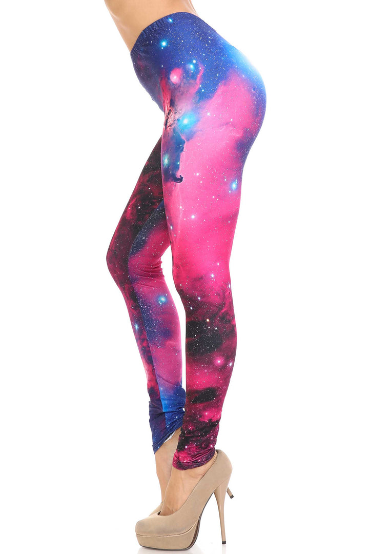 Creamy Soft Fuchsia Galaxy Extra Plus Size Leggings - 3X-5X - USA Fashion