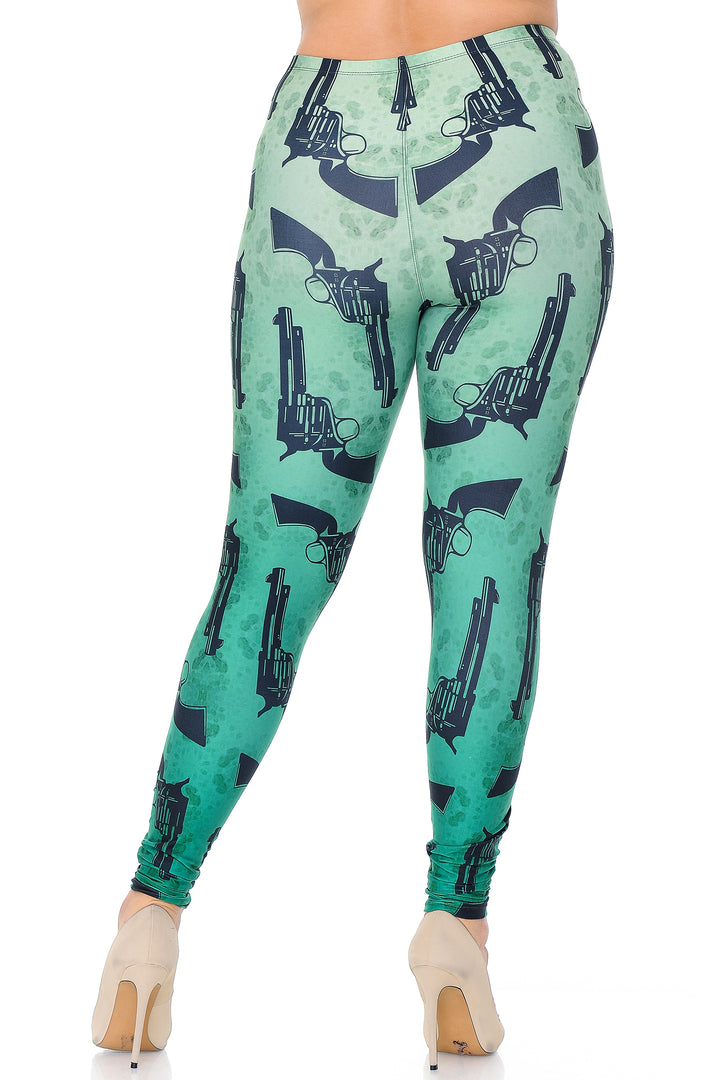 Creamy Soft Ombre Green Guns Extra Extra Plus Size Leggings - 3X-5X - USA Fashion
