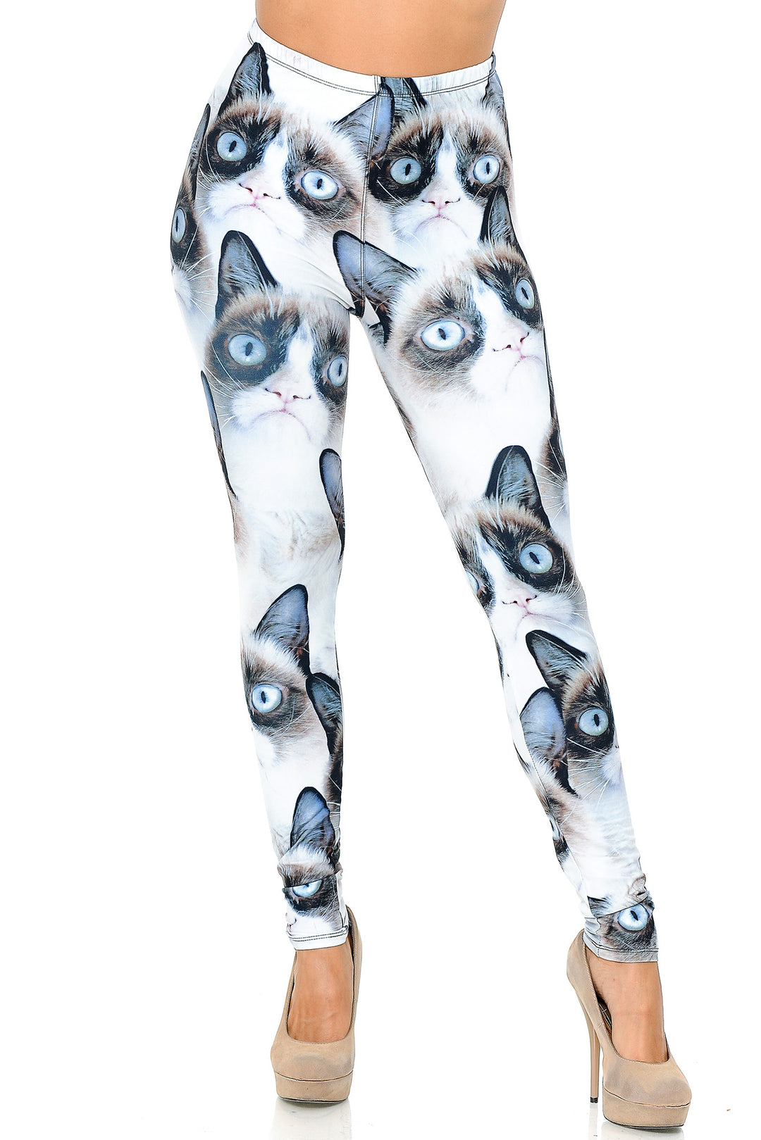 Creamy Soft Grumpy Cat Extra Plus Size Leggings - 3X-5X - USA Fashion