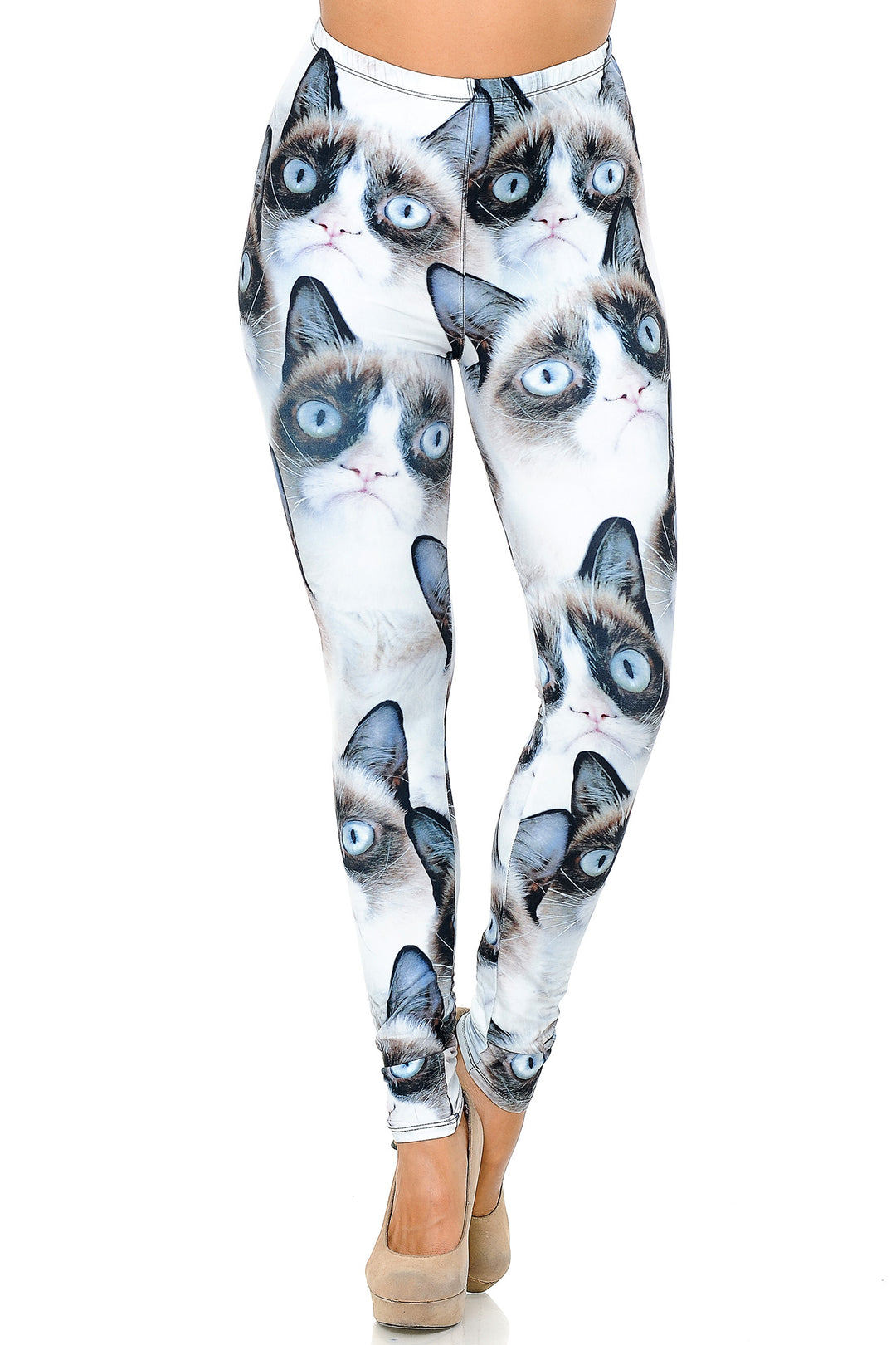 Creamy Soft Grumpy Cat Extra Plus Size Leggings - 3X-5X - USA Fashion