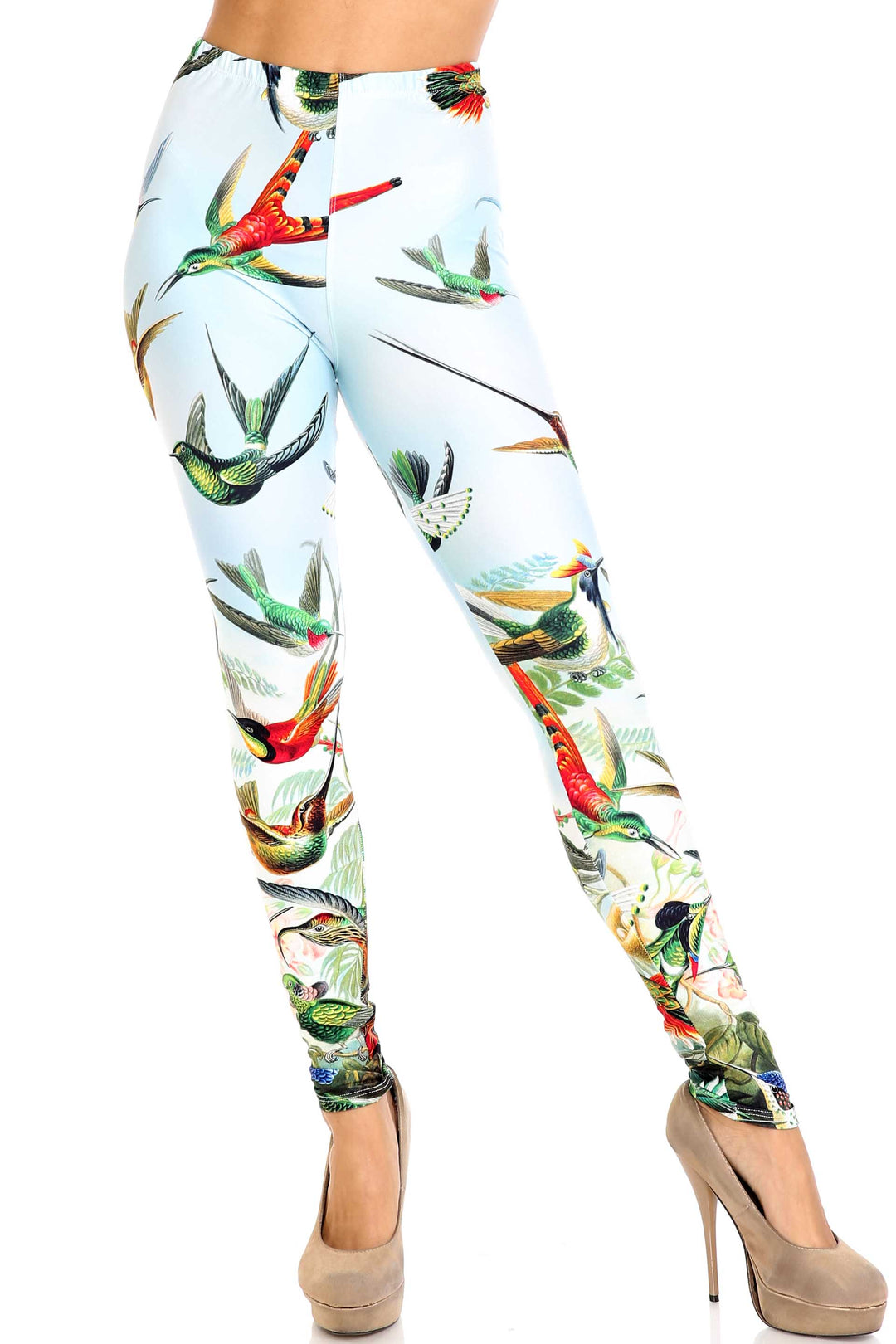 Creamy Soft Happy Hummingbirds Extra Plus Size Leggings - 3X-5X - USA Fashion