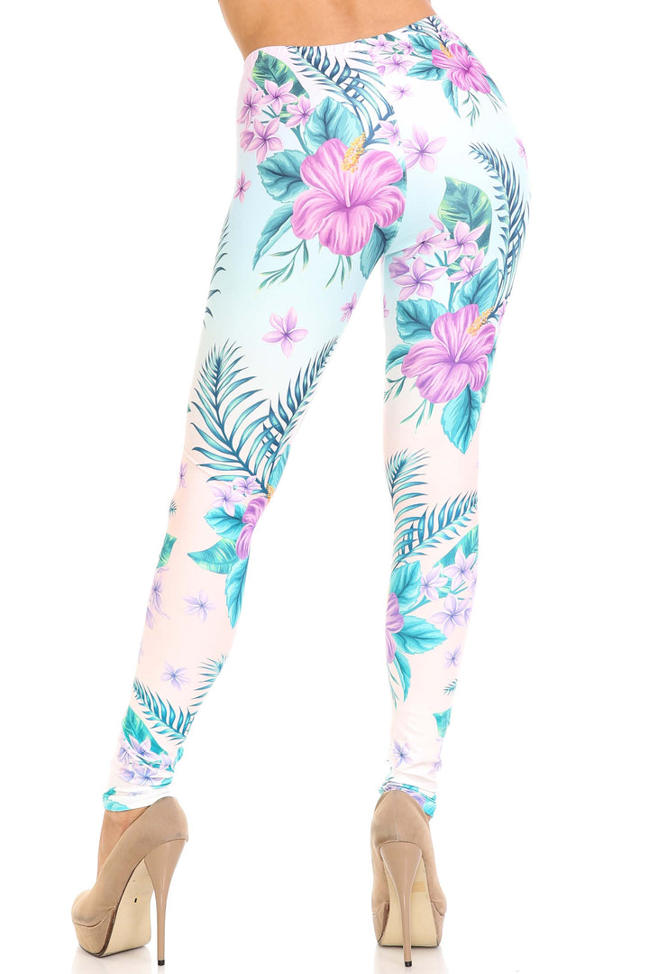 Creamy Soft Lavender Lilies Extra Plus Size Leggings - 3X-5X - USA Fashion