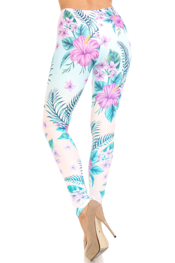 Creamy Soft Lavender Lilies Extra Plus Size Leggings - 3X-5X - USA Fashion